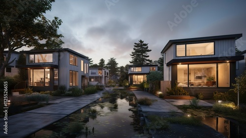 A photo of Minimal Cohousing Homes Reflecting light photo