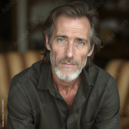 Un lindo hombre de pelo entrecano,flaco y delgado
