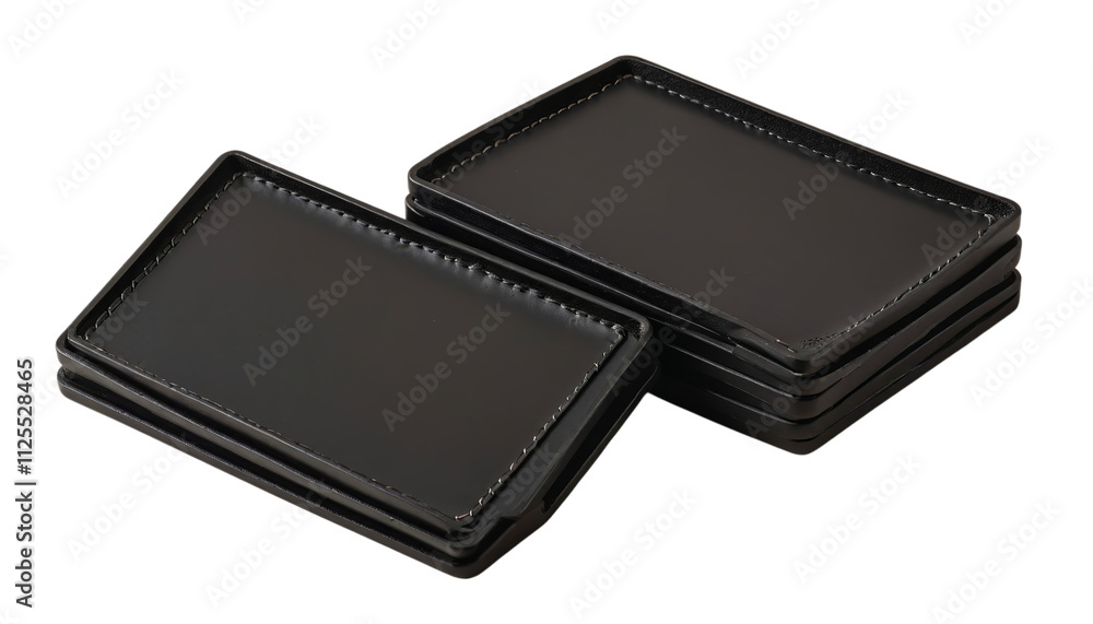 PNG of A stack of sleek black business card holders on transparent background PNG of A stack of sleek black business card holders on transparent background