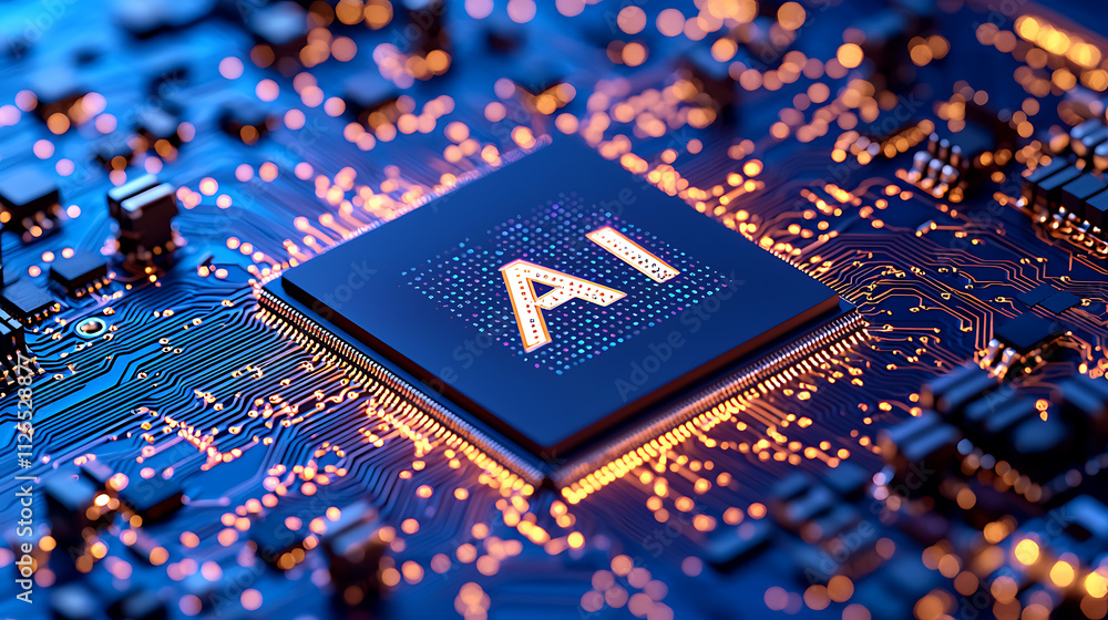 Modern AI Microchip with Futuristic Circuit Design