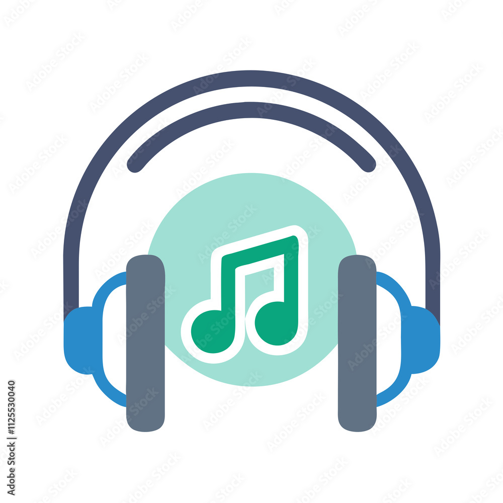 Headphones with music notes icon, symbolizing audio enjoyment and musical creativity. Headphones with music notes icon, symbolizing audio enjoyment and musical creativity.