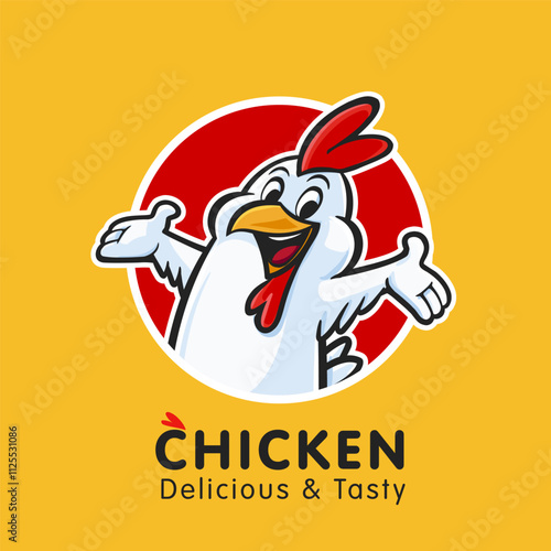 chicken mascot logo for fast food in circle