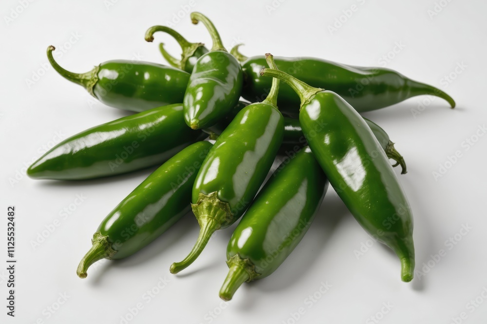 jalapeno peppers isolated on white background. Green chili pepper with clipping path and full depth of field. Set or collection jalapeno peppers isolated on white background. Green chili pepper with clipping path and full depth of field. Set or collection