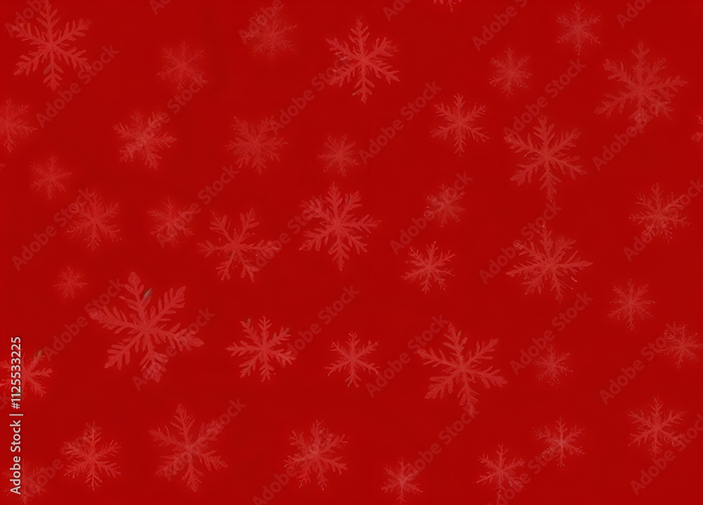 Red Background with Scattered Delicate Christmas Snowflakes Red Background with Scattered Delicate Christmas Snowflakes