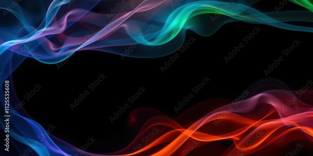 Rotation of colorful smoke veils swirling under bright lights on a dark background, dark background, smoke veils, dynamic Rotation of colorful smoke veils swirling under bright lights on a dark background, dark background, smoke veils, dynamic