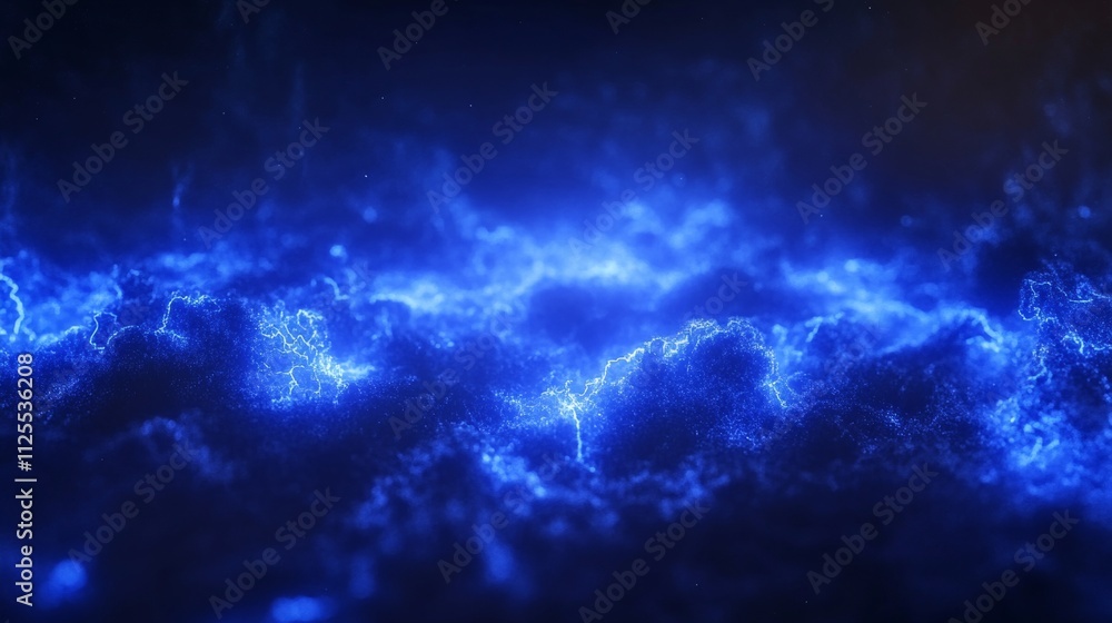 Electric Blue Lightning, A Powerful Storm With Vibrant Tendrils Branching Across The Sky 3d Render Electric Blue Lightning, A Powerful Storm With Vibrant Tendrils Branching Across The Sky 3d Render