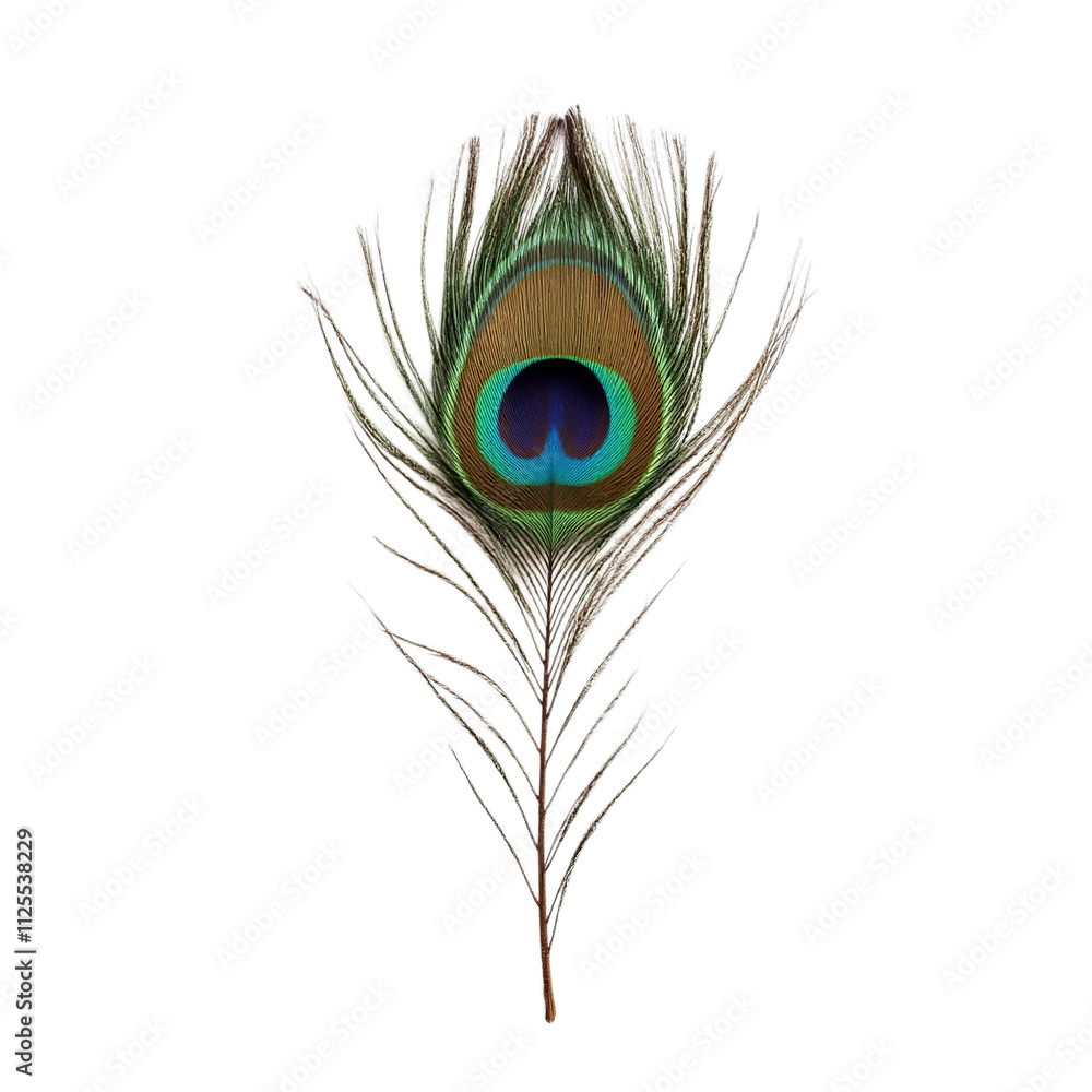 Obraz premium PNG of A vibrant peacock feather showcasing stunning blue and green hues on transparent background