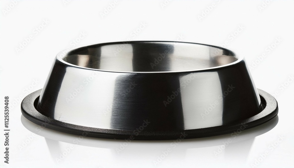 empty aluminum pet food bowl isolated empty aluminum pet food bowl isolated