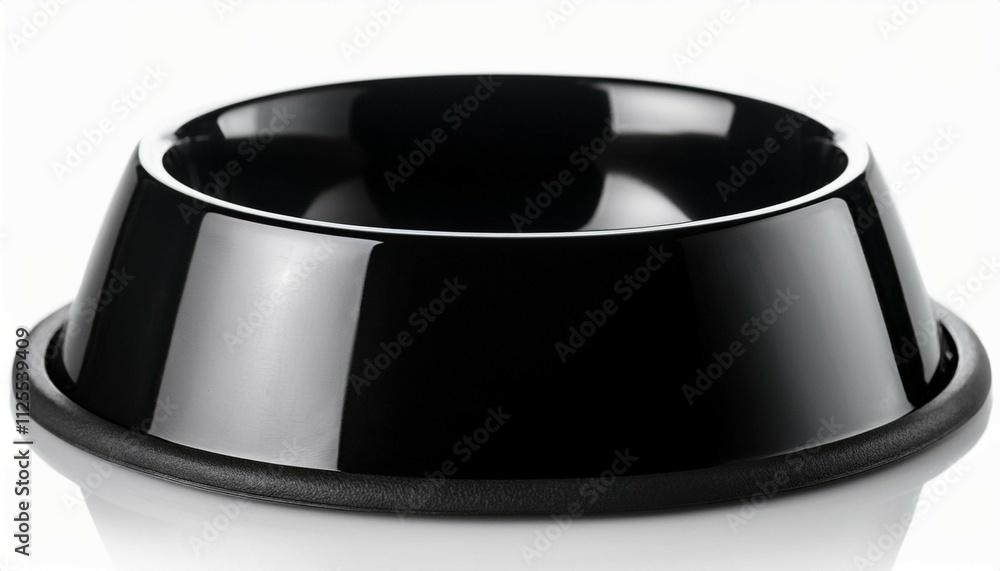 empty black pet food bowl isolated