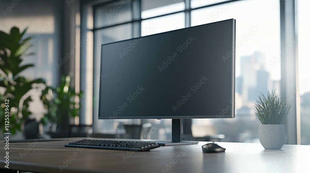 Modern Desktop Computer Setup In A Bright Office