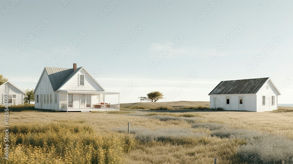 A photo of Minimal Homestead Homes in Soft Natural light A photo of Minimal Homestead Homes in Soft Natural light