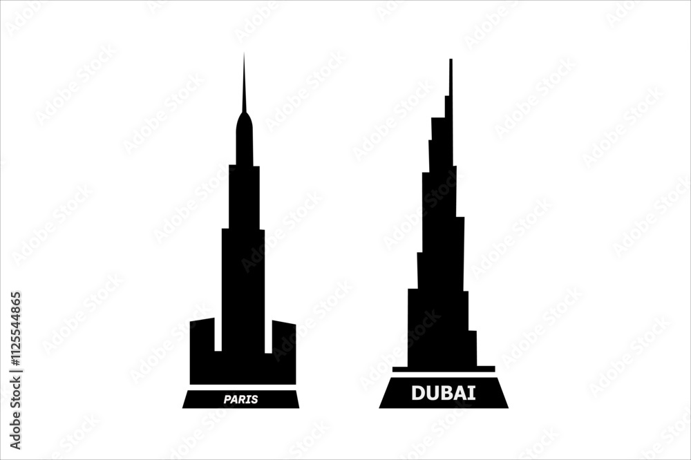 Obraz premium City silhouette skyline collection. Set of black city silhouette. Night town skyline icons