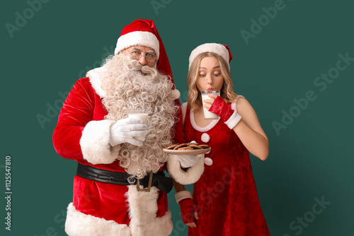 Santa Claus and beautiful w...