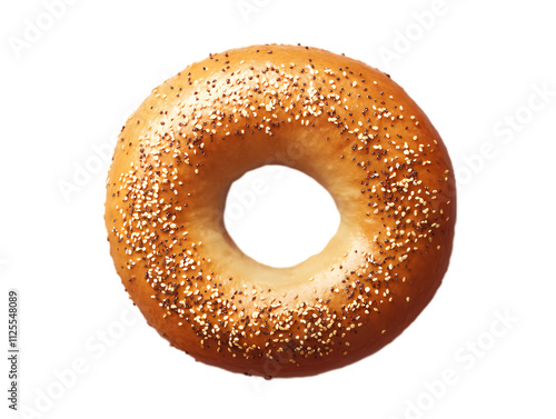 Freshly Baked Bagel with Poppy Seeds on White Background for Breakfast or Snack