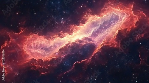 Cosmic Nebula Red Hues Stellar Cloudscape