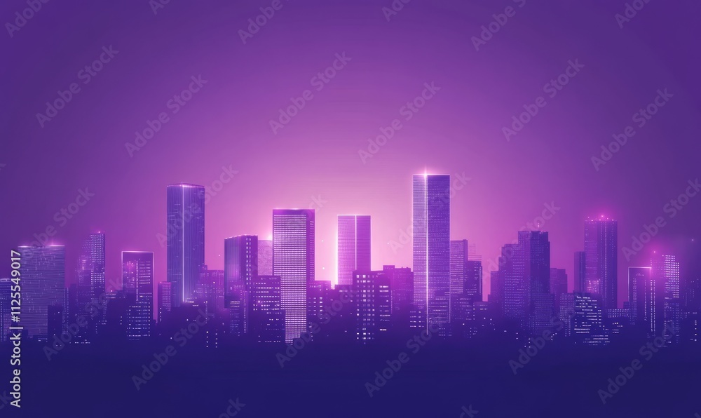 A purple backdrop featuring a tech city. An abstract building background with neon lighting. A light scape design suitable for a hologram panorama or metaverse A purple backdrop featuring a tech city. An abstract building background with neon lighting. A light scape design suitable for a hologram panorama or metaverse