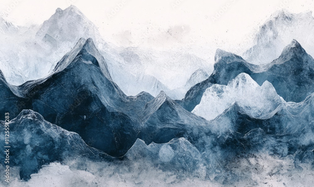 Obraz premium An ideal scene of snowy peaks and dense ice for nature-themed invitations or holiday cards during winter.