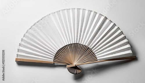 mockup of a white folding hand fan set apart against a white background photo