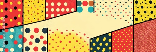 A high-quality stock photo of a colorful comic photo effect mockup showcasing vibrant pop art visuals and halftone patterns, illustration, patterns, stylized