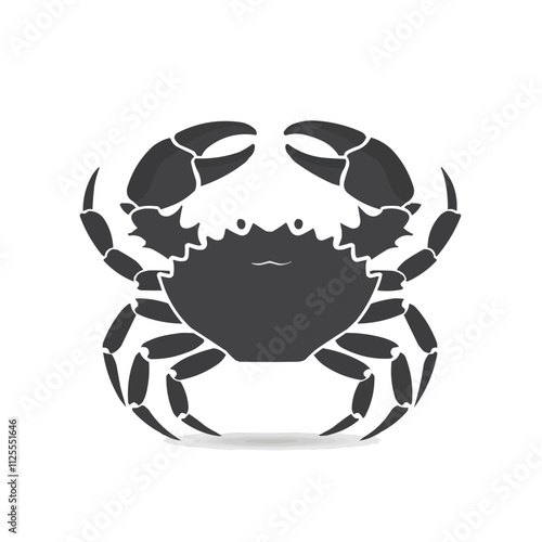 Nautical crab silhouette icon flat on white isolated background, vector design.