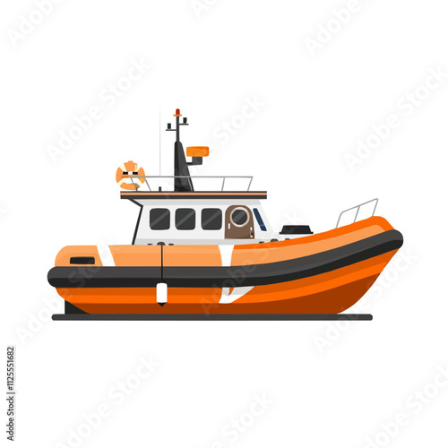 Nautical lifeboat icon flat on white isolated background, vector design.