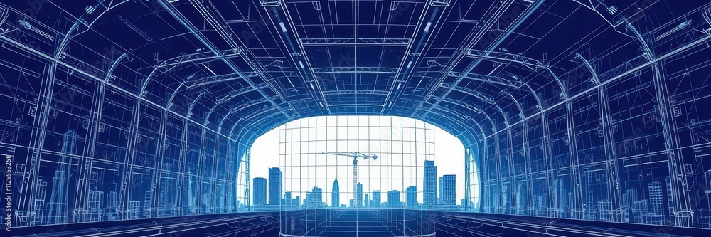 Obraz premium Blueprint of a modern building with intricate architectural details, concept, design