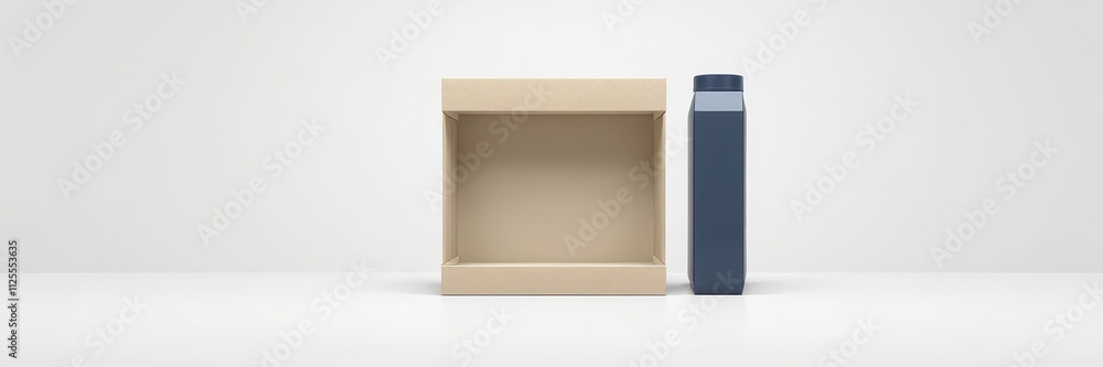Carton box dieline template with cut-out sections for bottle package mockup, packaging, design, presentation Carton box dieline template with cut-out sections for bottle package mockup, packaging, design, presentation