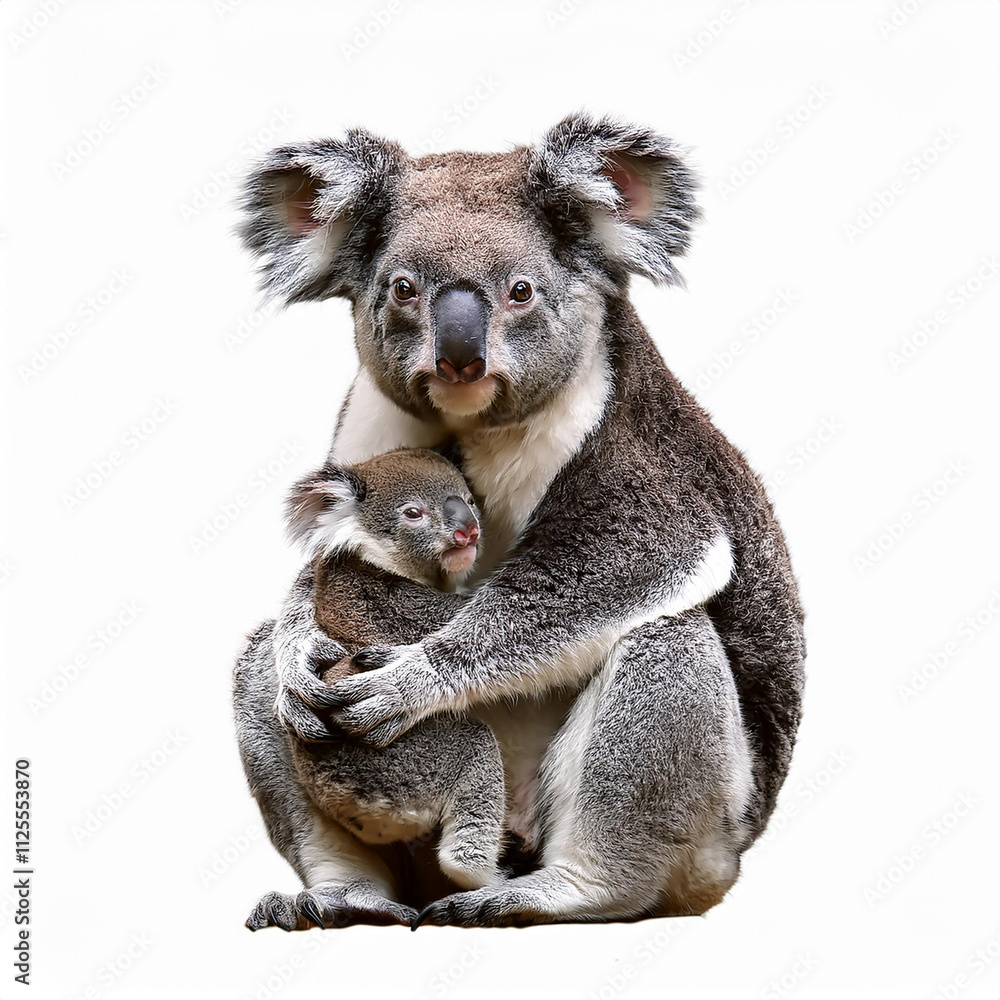 Fototapeta premium Genemaman, bébé, koala, animal, isolé, mignon, sauvage, mammifère, animal de compagnie, blanc, fourrure, animal de compagnie, duveteux,, rongeur, petit, bébé, animal, poilu, gris, fond blarated image