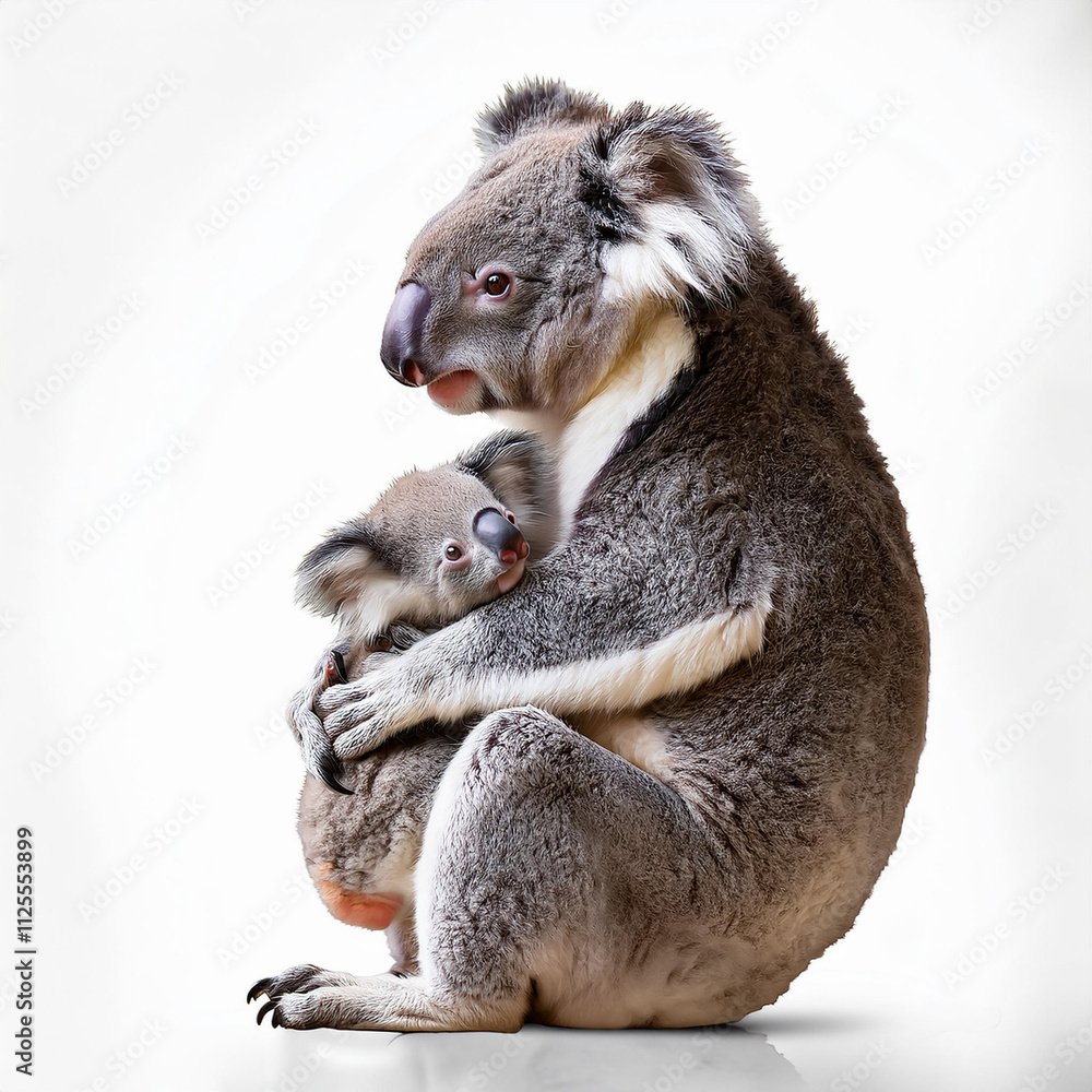 Fototapeta premium Genemaman, bébé, koala, animal, isolé, mignon, sauvage, mammifère, animal de compagnie, blanc, fourrure, animal de compagnie, duveteux,, rongeur, petit, bébé, animal, poilu, gris, fond blarated image