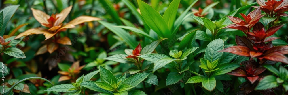 Close-up photo of vibrant green foliage creating a lush natural texture, details, greenery, forest Close-up photo of vibrant green foliage creating a lush natural texture, details, greenery, forest