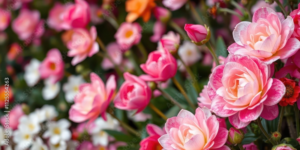 Close-up shot of beautiful pink and white ranunculus flowers blooming on a sunny day, floral, romantic, nature Close-up shot of beautiful pink and white ranunculus flowers blooming on a sunny day, floral, romantic, nature