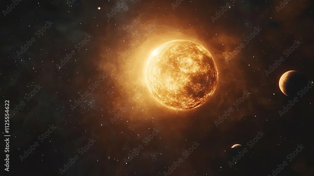 Fototapeta premium Glowing Star Planet Cosmic Space Celestial Scene