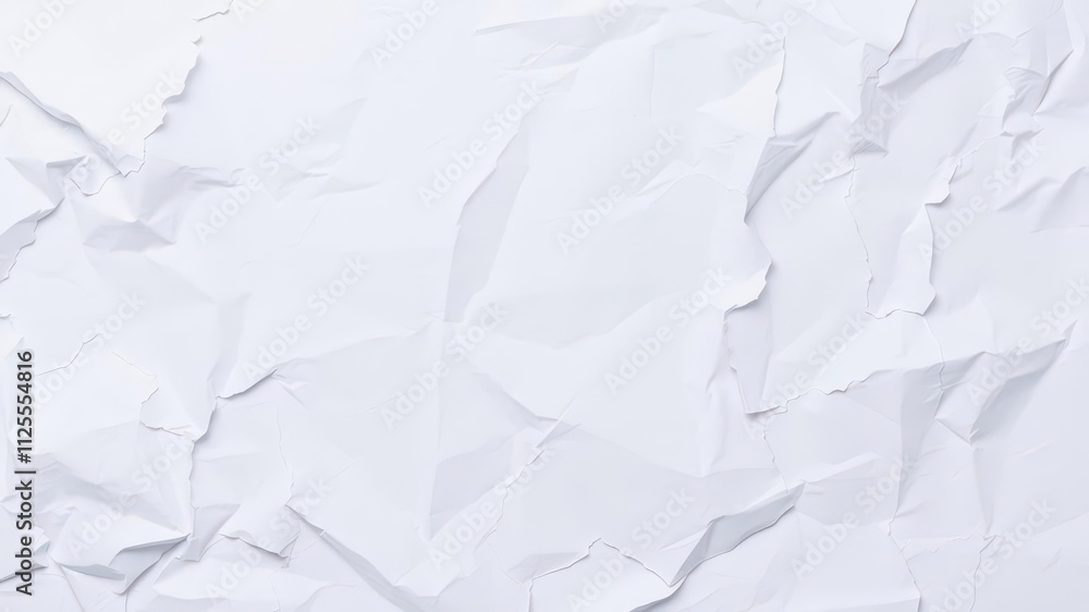 Crumpled white paper with folds and wrinkles, isolated on white background, textured, crumpled Crumpled white paper with folds and wrinkles, isolated on white background, textured, crumpled