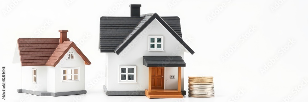 House model with a magnifying glass focusing on the word House model with a magnifying glass focusing on the word