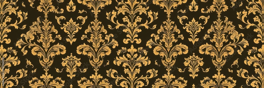 Intricate seamless pattern of elegant damask wallpaper in rich colors for luxurious interior design, texture, ornate Intricate seamless pattern of elegant damask wallpaper in rich colors for luxurious interior design, texture, ornate