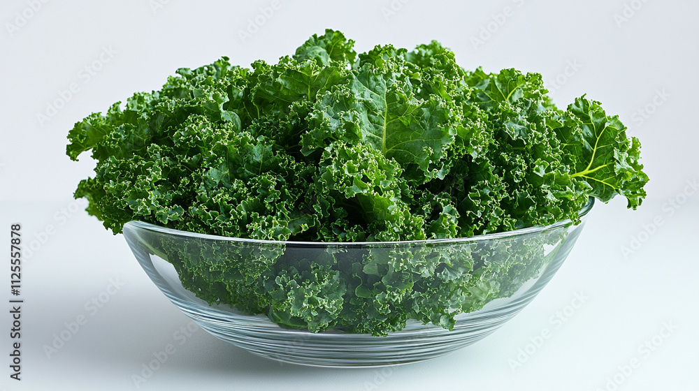 Fresh green kale leaves in a transparent glass bowl symbolize health, vitality, and nature’s abundance, offering a refreshing and nutritious feel, perfect for promoting a healthy lifestyle or diet Fresh green kale leaves in a transparent glass bowl symbolize health, vitality, and nature’s abundance, offering a refreshing and nutritious feel, perfect for promoting a healthy lifestyle or diet