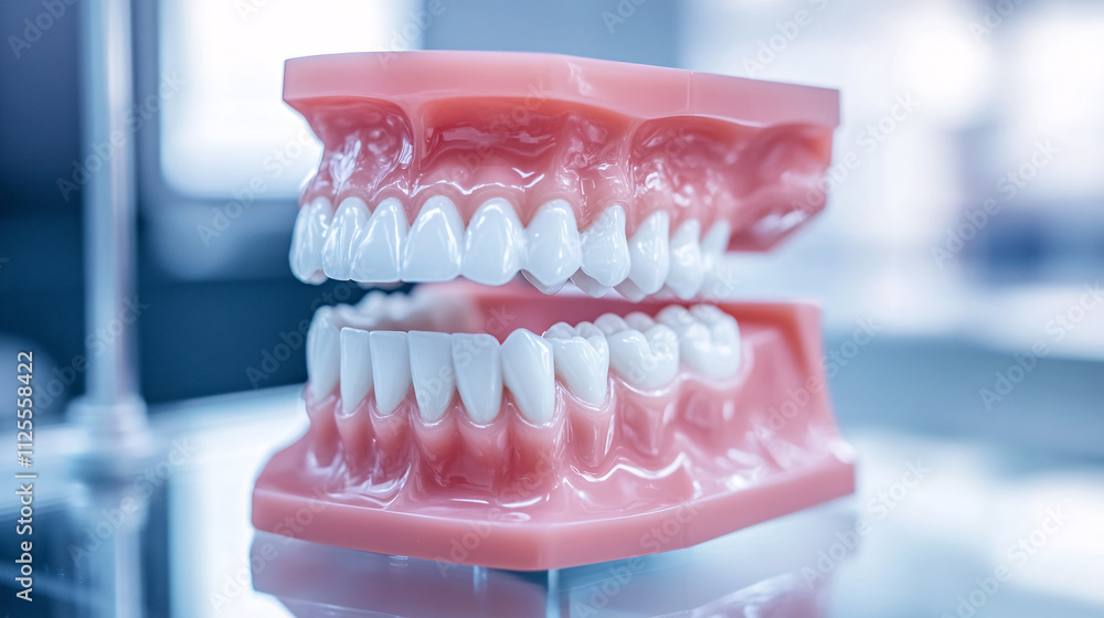 A model of a mouth with a fake tooth A model of a mouth with a fake tooth