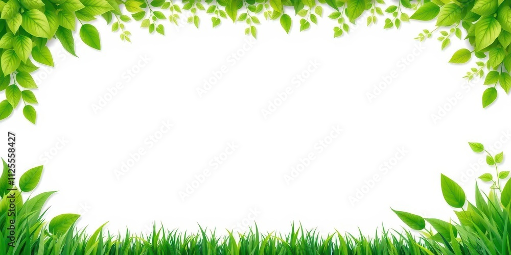 Realistic seamless grass border, bright green, garden Realistic seamless grass border, bright green, garden