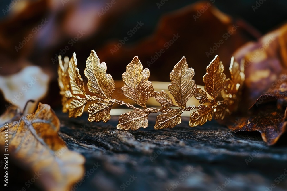A close-up shot of a ring featuring leaves A close-up shot of a ring featuring leaves