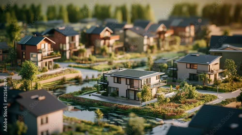 A photo of Modern Cohousing Homes in Soft Focus A photo of Modern Cohousing Homes in Soft Focus
