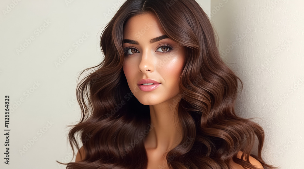The packaging features a confident woman with glossy dark hair in a stylish, beautiful setting The packaging features a confident woman with glossy dark hair in a stylish, beautiful setting