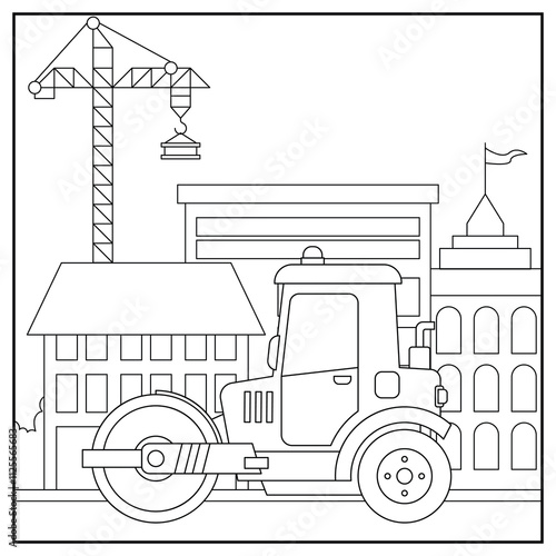 Coloring book for children, Road roller