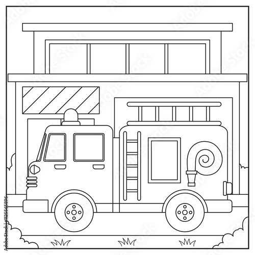 Coloring book for children, fire truck