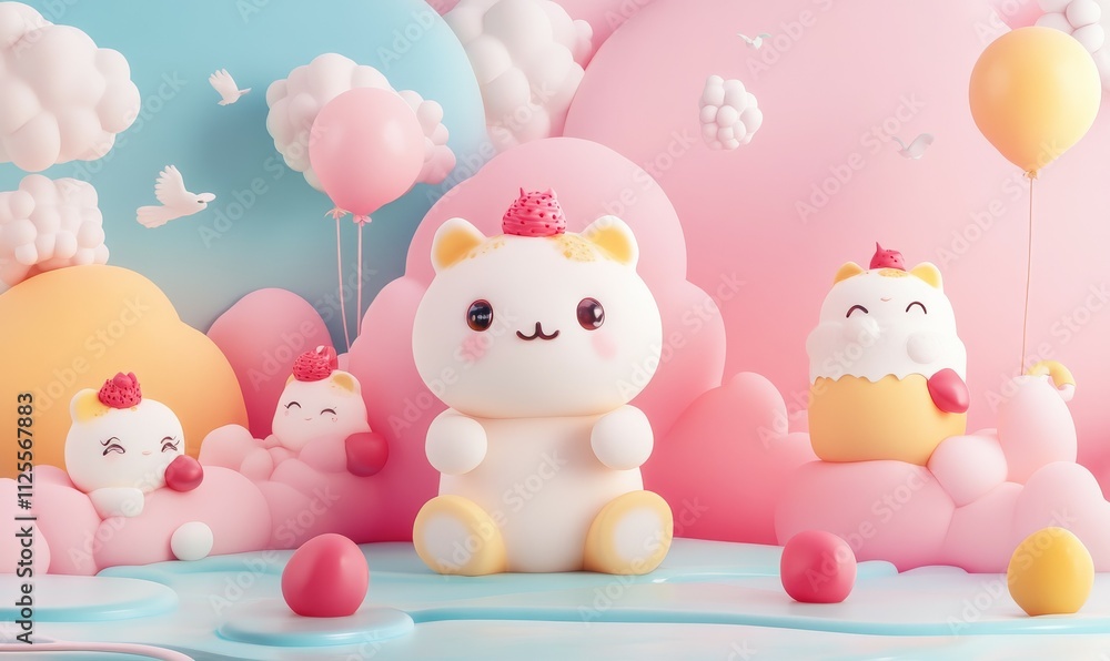 cute background with kawaii illustrations, pastel colors, and adorable characters playful charm cute background with kawaii illustrations, pastel colors, and adorable characters playful charm