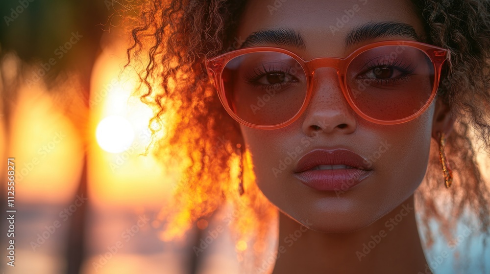 A close-up view of a person wearing sunglasses, perfect for portraits and profiles A close-up view of a person wearing sunglasses, perfect for portraits and profiles