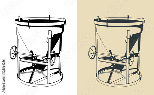 Conical concrete bucket illustrations