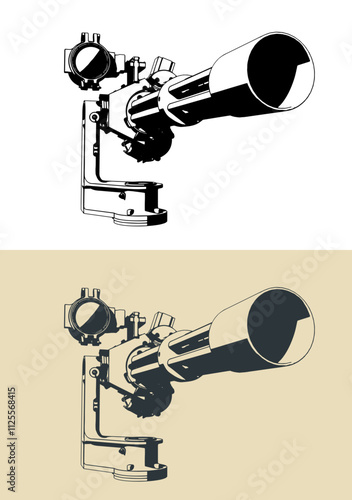 Turret with six-barrel rotary machine gun