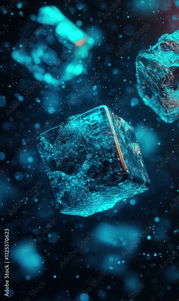 Cool ice cubes in motion. AI. Cool ice cubes in motion. AI.