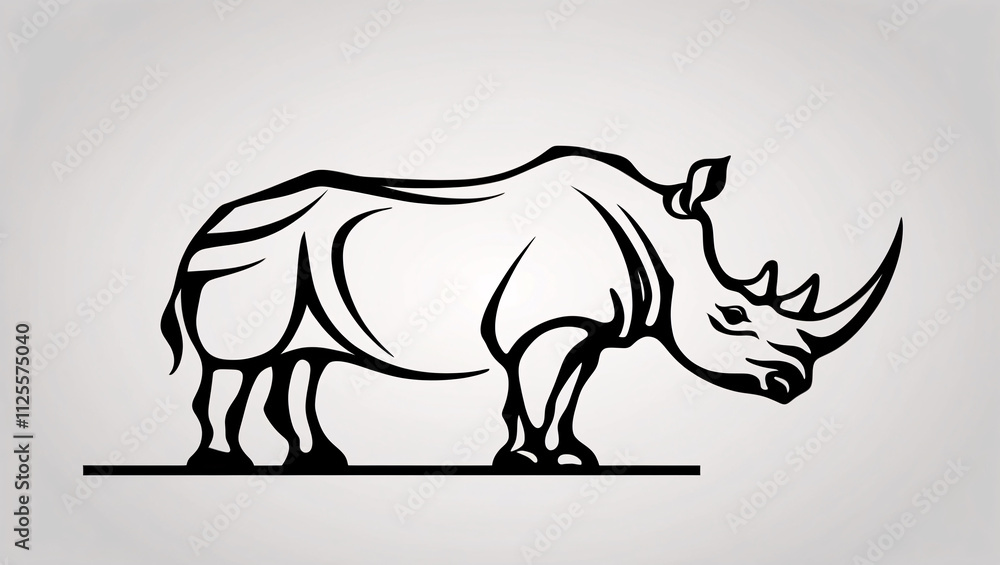 Fototapeta premium Bold Rhinoceros Horn Line Art Logo for Exceptional Business Identity