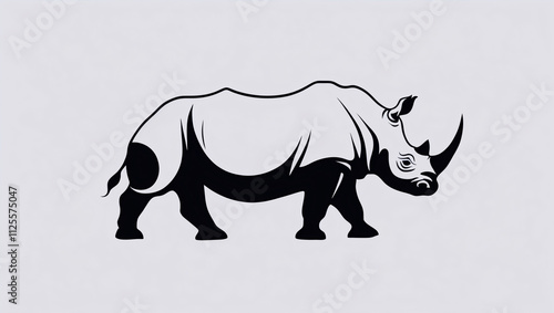 Bold and Unique Rhinoceros Line Art Logo with Striking Horn Design photo